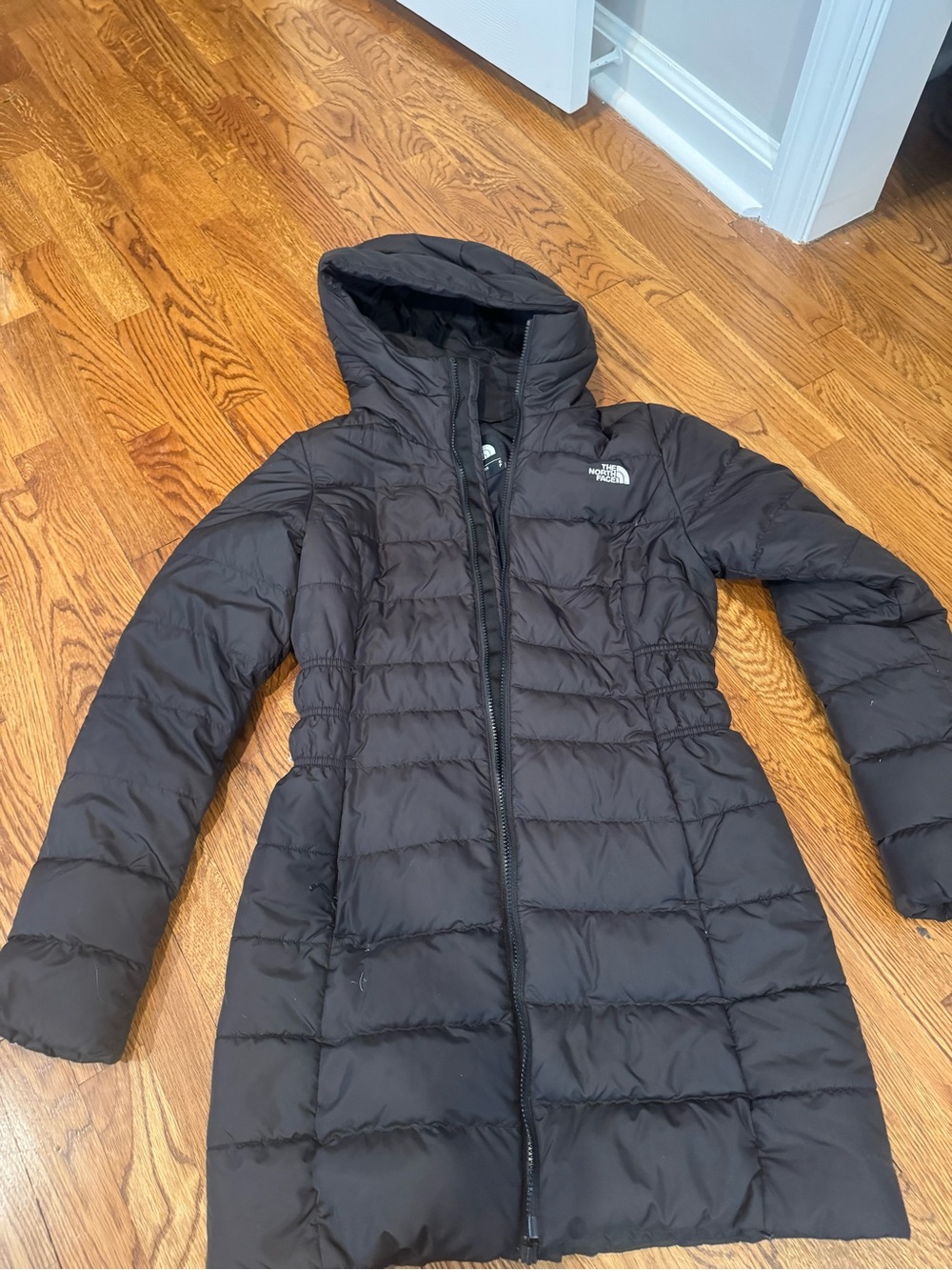 NEW QUALITY The North Face Women's Black Quilted Hooded Long Puffer Jacket